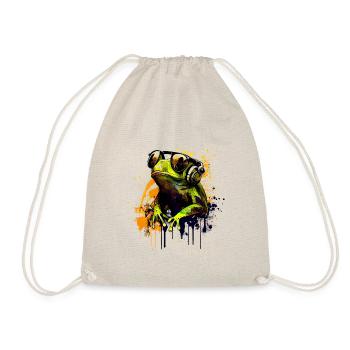 Cool frog with sunglasses and headphones - Drawstring Bag - nature - Front