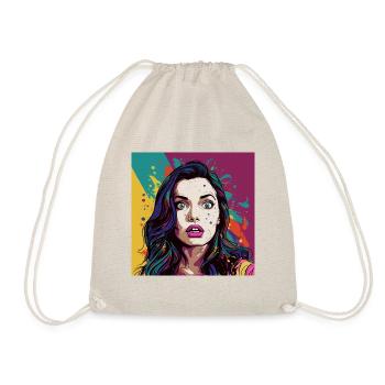 Pop Art Surprised Face - Drawstring Bag - nature - Front
