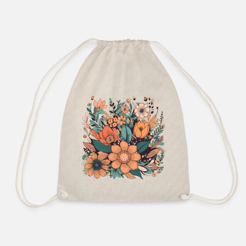 Wunderschönes Boho Blumen Herbarium Bouquet - Turnbeutel - Natur