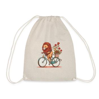 Lion on a Bike - Drawstring Bag - nature - Front