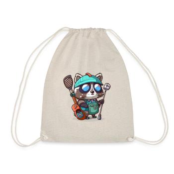 Waschbär-Golfer - Turnbeutel - Natur - Vorne