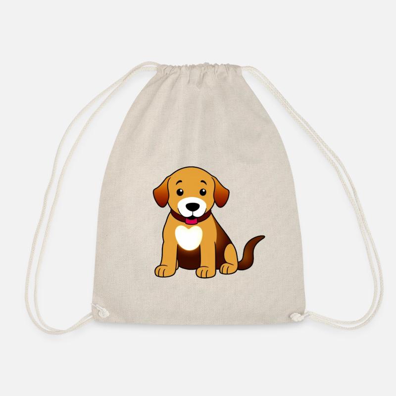Dog brown sitting - Drawstring Bag - nature