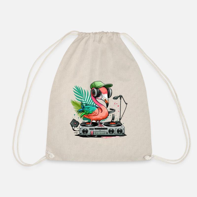 Groovy Pink Bird - Drawstring Bag - nature