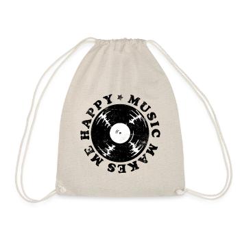 Music makes me happy DJ Gift - Drawstring Bag - nature - Front