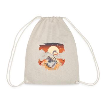 Tranquil Beauty: A Captivating Swan on a Serene La - Drawstring Bag - nature - Front