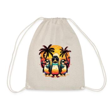 Tropical Vibes: Bunte Hawaii-Pinguine - Turnbeutel - Natur - Vorne