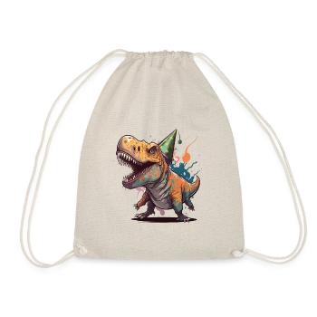 Birthday Roar: A Whimsical Cartoon Design - Drawstring Bag - nature - Front