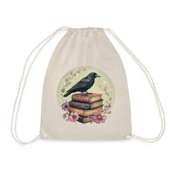 Raven on stack of books - Drawstring Bag - nature - Front