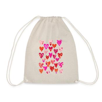 Hearts - Drawstring Bag - nature - Front