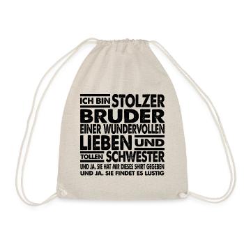 Stolzer Bruder einer Tollen Schwester T-Shirt - Turnbeutel - Natur - Vorne