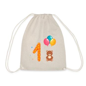 Premier ours en peluche joyeux anniversaire avec des ballons à air chaud - Sac de sport léger - nature - Devant