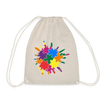 Autism Awareness Puzzle Colorful Splash - Drawstring Bag - nature - Front