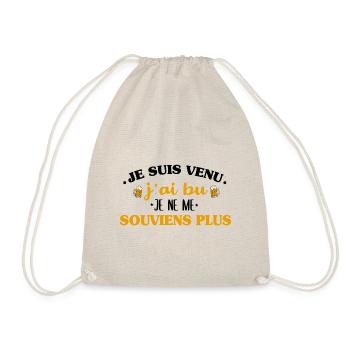 J'ai bu je ne me souviens plus cadeau humour bière - Sac de sport léger - nature - Devant