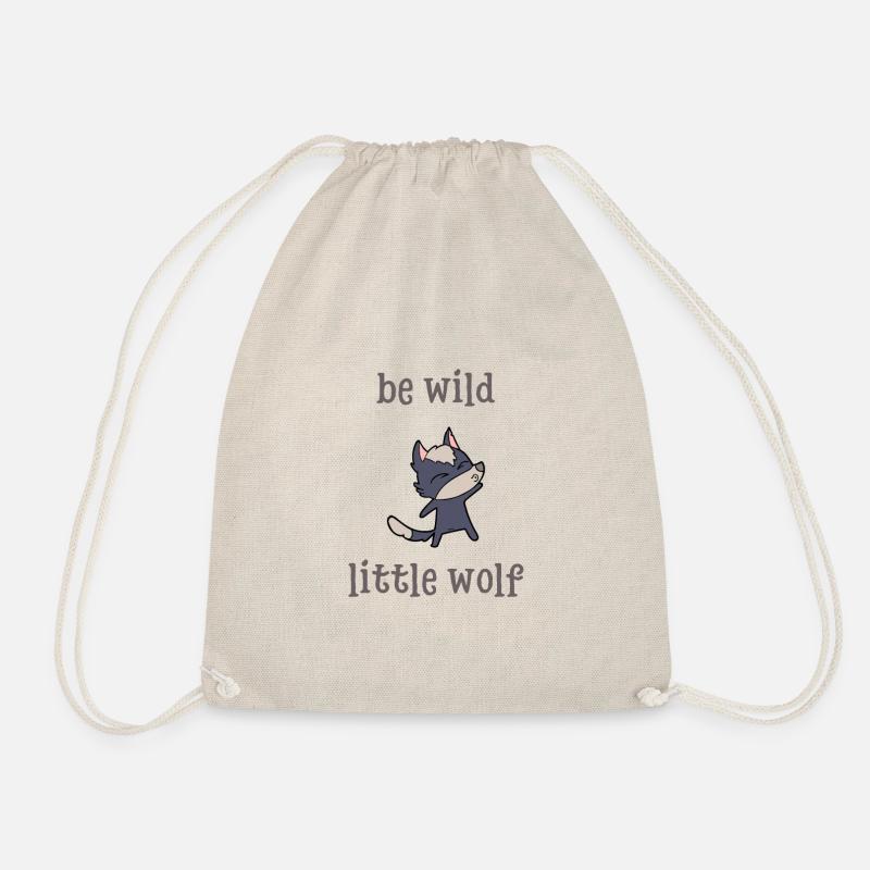 Fairy godmother blessings: Be wild little wolf - Drawstring Bag - nature
