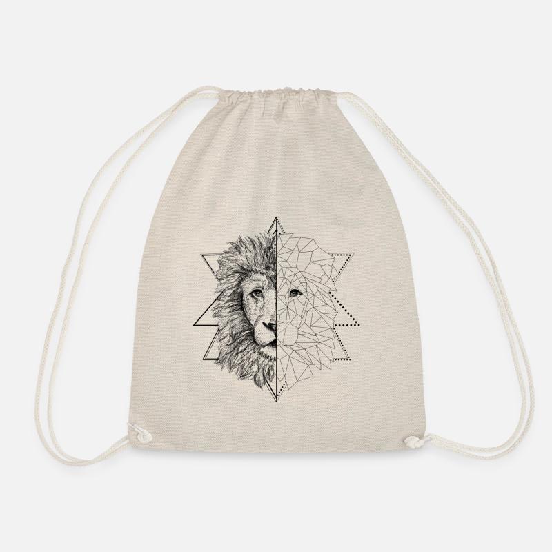Schwarzer Tattoo inspirierter Löwe | Low Poly Art - Turnbeutel - Natur