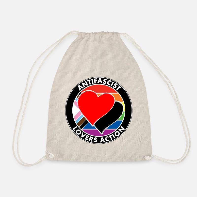 antifascist lovers action - Drawstring Bag - nature