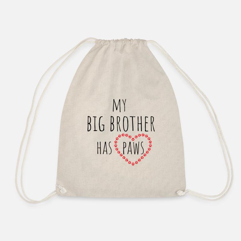 my big brother has paws - Drawstring Bag - nature