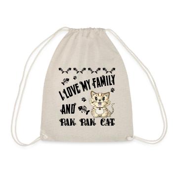 Ich liebe meine Familie und Pfote Pfote Katze - Black Font - Turnbeutel - Natur - Vorne