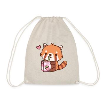 Cute Little Red Panda Loves Drinking Milk - Drawstring Bag - nature - Front