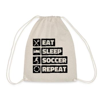 Eat Sleep Soccer Repeat. Fußball Design - Turnbeutel - Natur - Vorne