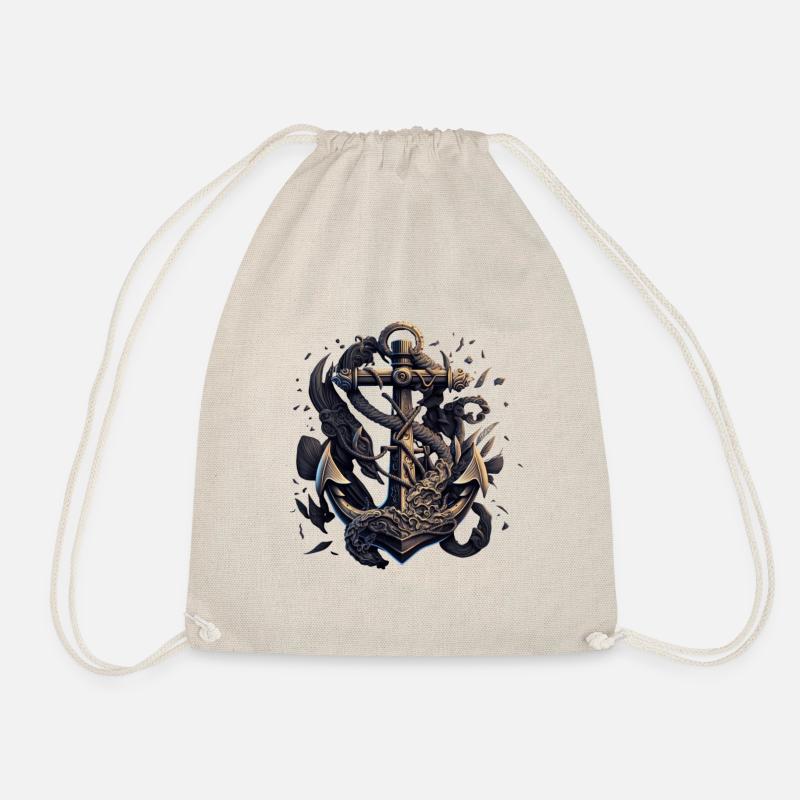 beautiful maritime anchor from a sailing ship - Drawstring Bag - nature