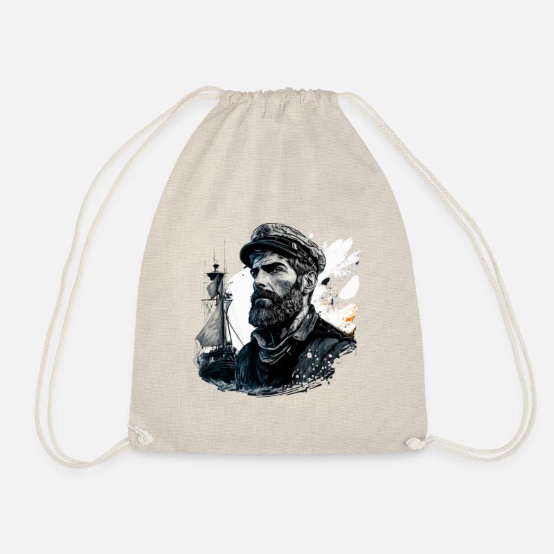 The captain and his sailing ship, sailor - Drawstring Bag - nature