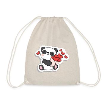 Niedlicher Panda mit Herzen - Turnbeutel - Natur - Vorne