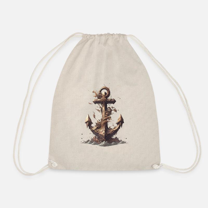 nautical anchor - Drawstring Bag - nature