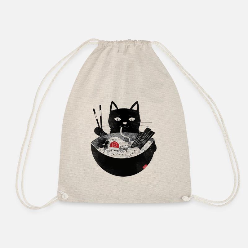 Katze schlürft Ramen Nudelsuppe mit Stäbchen - Turnbeutel - Natur
