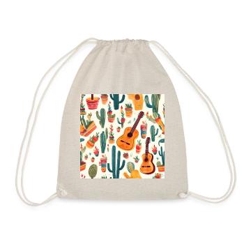 Happy Cinco de Mayo Colorful Mexican Guitar - Drawstring Bag - nature - Front