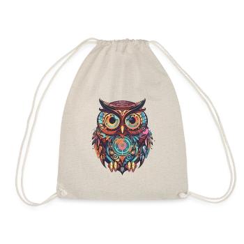 Hibou mignon avec horlogerie, style comique, géométrique - Sac de sport léger - nature - Devant