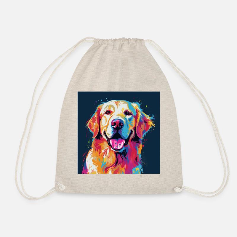 Golden Retriever Pop Art - Drawstring Bag - nature