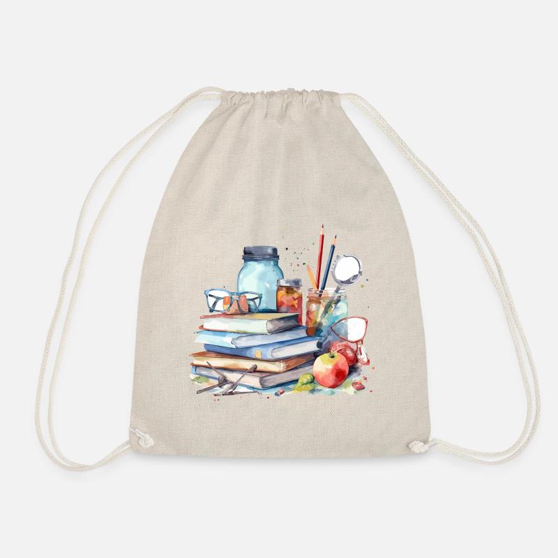 Watercolor books illustration - Drawstring Bag - nature