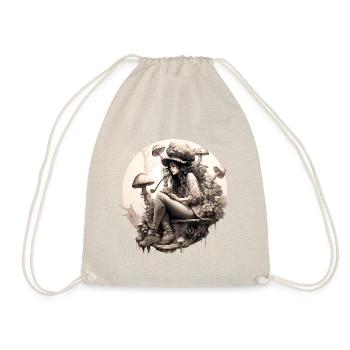 Pipe Smoking Mushroom Woman - Drawstring Bag - nature - Front