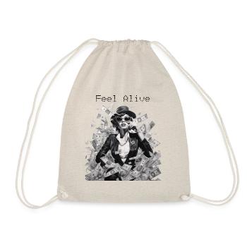 Femme avec des lunettes de soleil Leather Jacket Money Feel Alive - Sac de sport léger - nature - Devant
