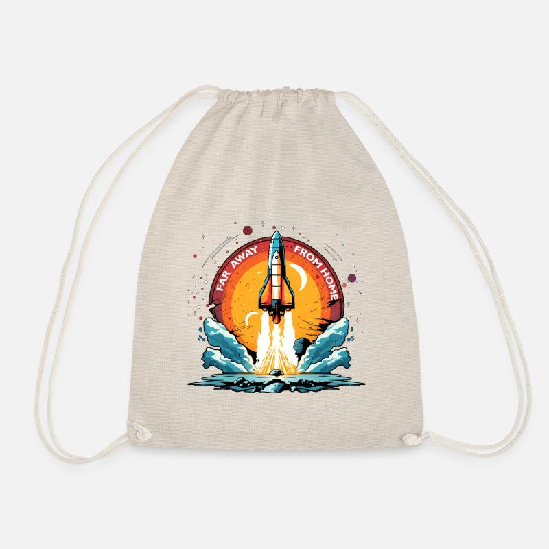 Rocket into space. FAR AWAY FROM HOME - Drawstring Bag - nature