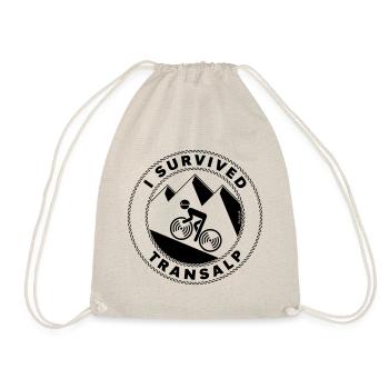 I Survived Transalp (Alps / Racing Bike / Black) - Drawstring Bag - nature - Front