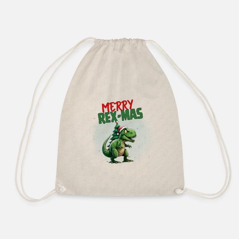 Merry Rex-Mas - Drawstring Bag - nature