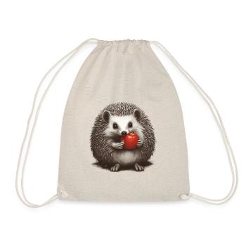 Igel mit Apfel 1 - Turnbeutel - Natur - Vorne