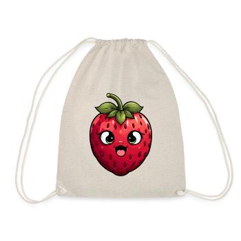 Süße lustige Erdbeere Sommer Kawaii Geschenk - Turnbeutel - Natur - Vorne