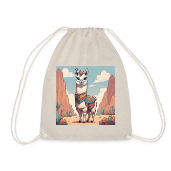 Lama mit Kleidung - Turnbeutel - Natur - Vorne