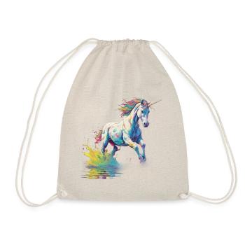 Einhorn in Farbpalette - Turnbeutel - Natur - Vorne