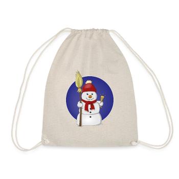 Dessin joyeux d’un bonhomme de neige avec un chapeau rouge - Sac de sport léger - nature - Devant
