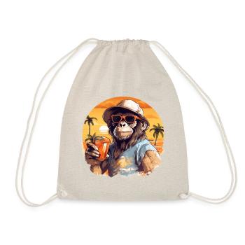 Singe cool avec boisson Drôle d’animaux chimpanzé - Sac de sport léger - nature - Devant