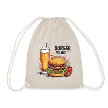 Burger And Beer Essen Alkohol Lustige Sprüche - Turnbeutel - Natur - Vorne