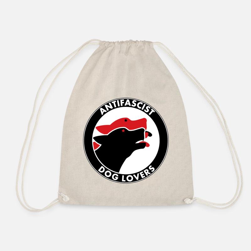 ANTIFASCIST DOG LOVER - Drawstring Bag - nature
