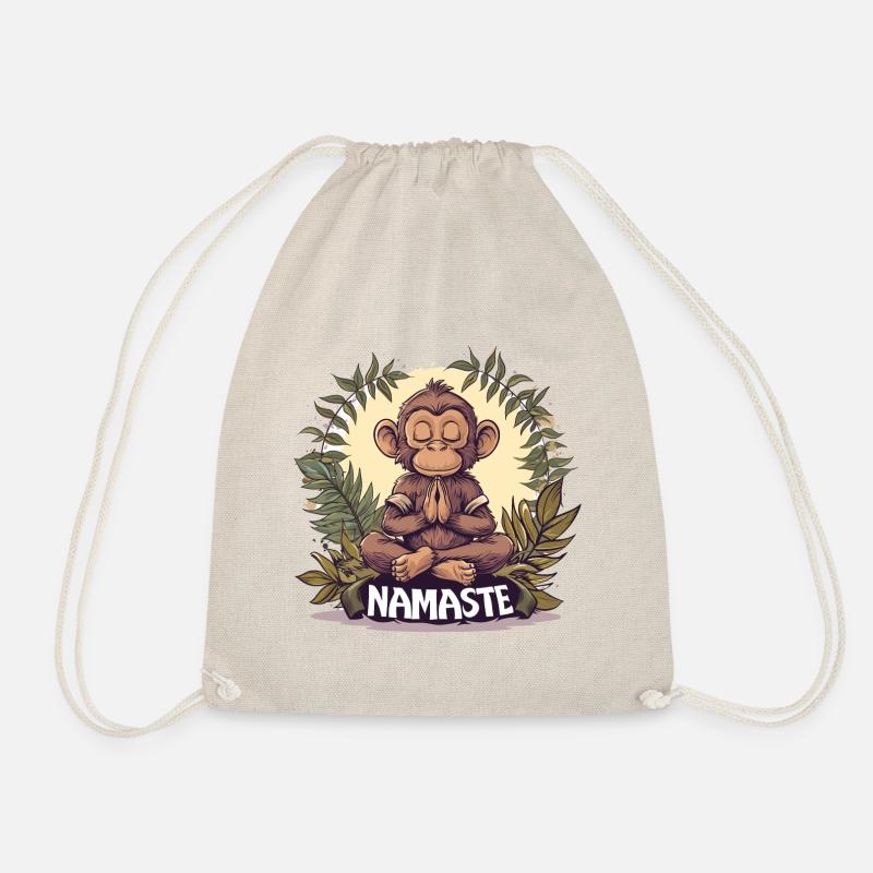 Yoga, Monkey, Relaxation, Chilling, Meditation - Drawstring Bag - nature