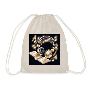 Gold music headphones - Drawstring Bag - nature - Front