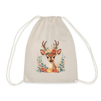 Cerf avec des vrilles de fleurs - Sac de sport léger - nature - Devant