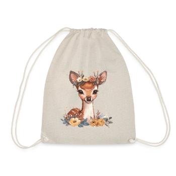 Sweet fawn with flowers - Drawstring Bag - nature - Front